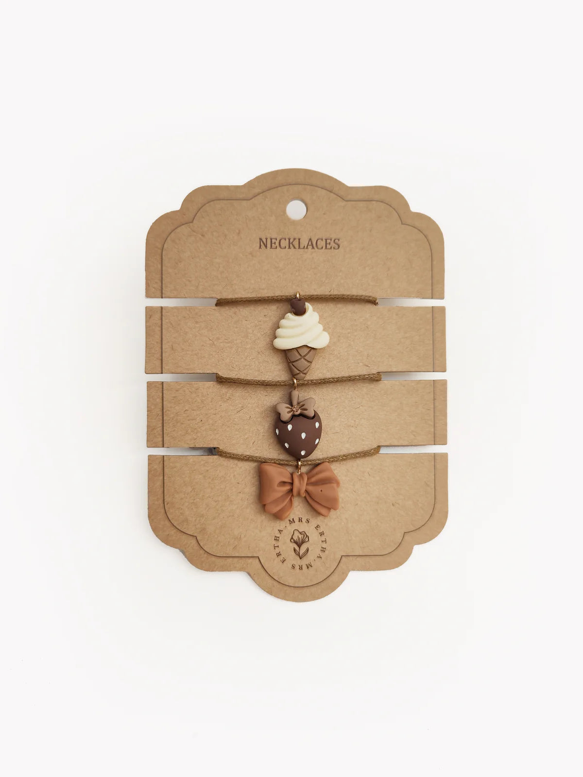 Mrs.Ertha 3 Necklaces Icecream+Strawberry+ Bow