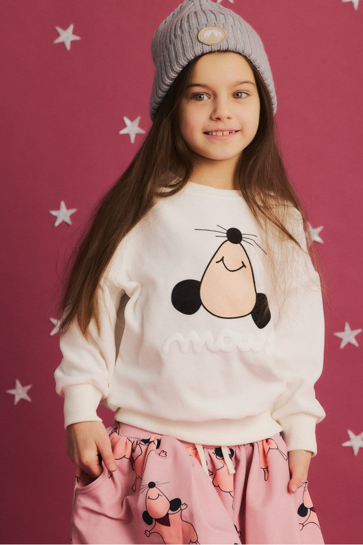 Dear Sophie Pullover velvet Mouse white