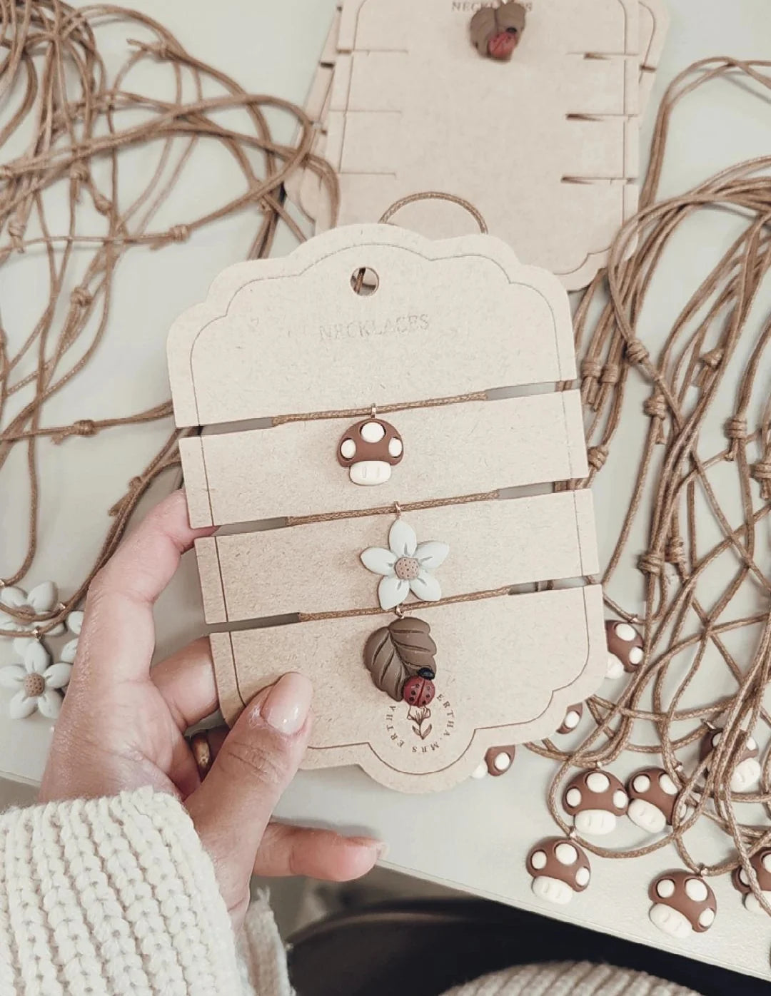 Mrs.Ertha 3 Necklaces Mushroom+Flower+Leaf