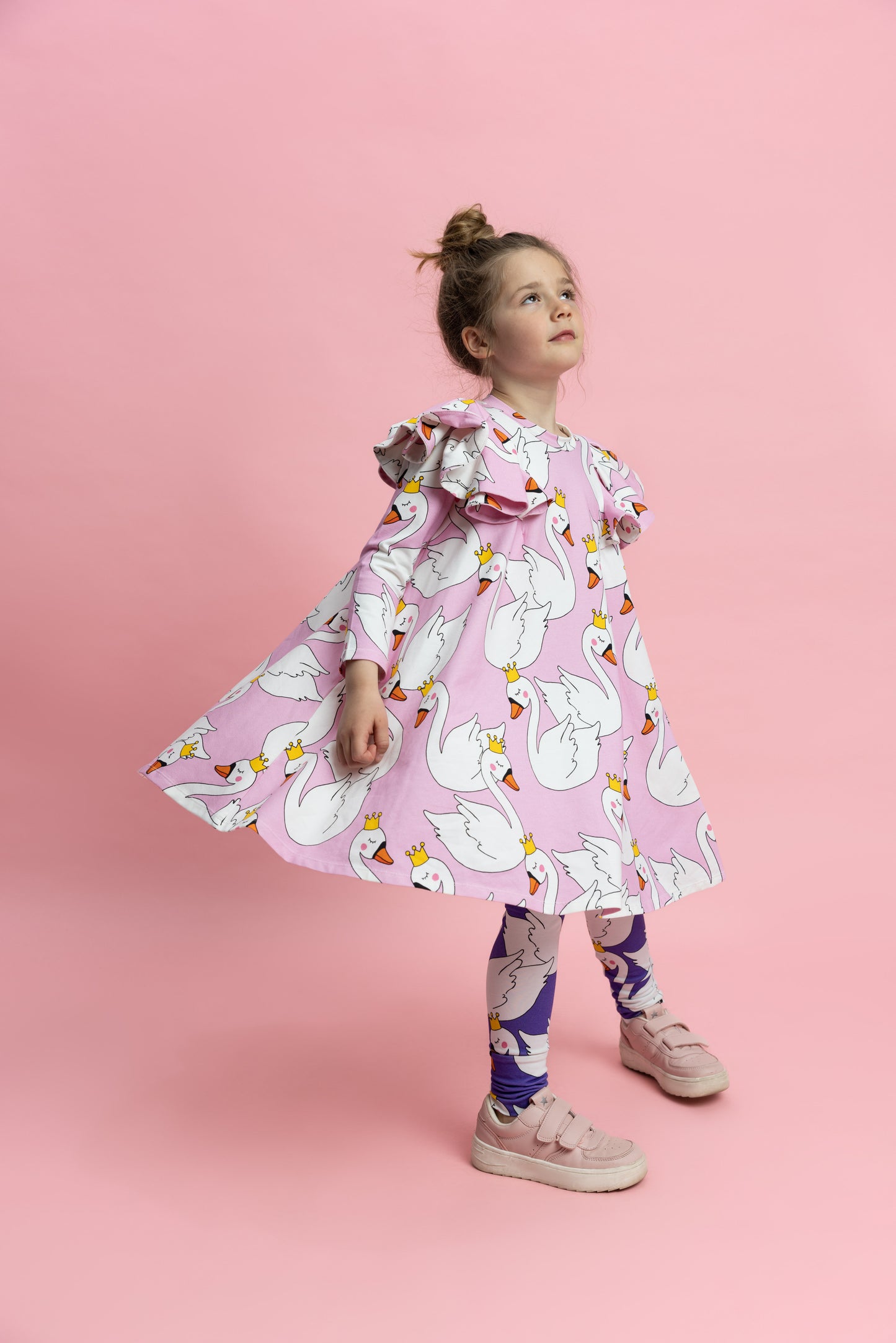 KUKUKID Pompom Kleid Swan in pink