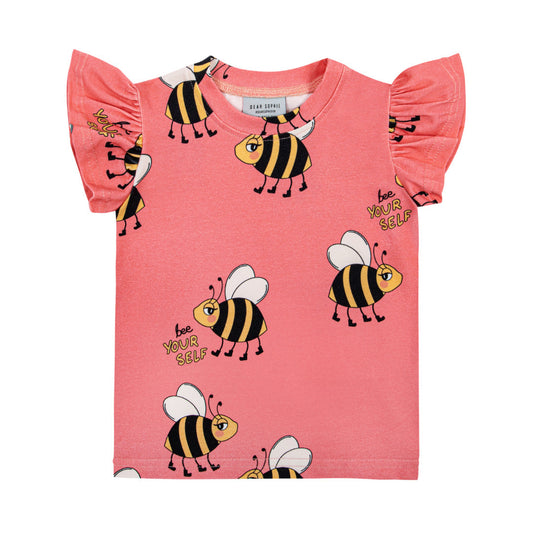 Dear Sophie BEE pink Frill T-Shirt