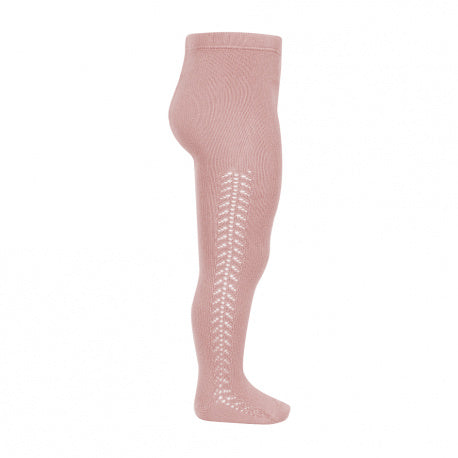 CONDOR Strumpfhose side openwork PALE PINK